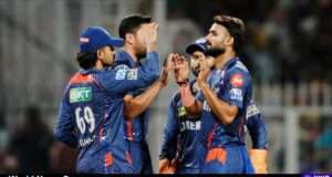 Lucknow Super Giants narrowly defeated Kolkata Knight Riders in a thrilling IPL encounter at Eden Gardens (c.ndtvimg.com).