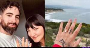 Julia Michaels announces her engagement to Mat Rule, sharing heartfelt moments and a stunning oval diamond ring. Image courtesy (jb-optimus.s3.ap-south-1.amazonaws.com)