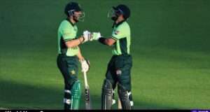Michael Bracewell leads New Zealand to a competitive total in a rain-shortened ODI against Pakistan, showcasing resilience and teamwork. Image courtesy (c.ndtvimg.com)
